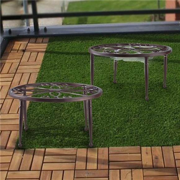 3 Pack Metal Plant Stands Flower Pots Short Stand 4.7'' by 9'', Bronze Color - Picture 7 of 7